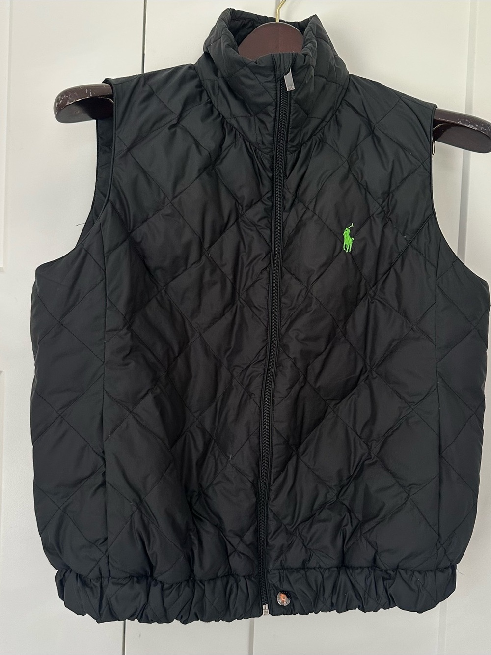 Men’s Ralph Lauren Black Quilted Vest with Green Polo Logo L